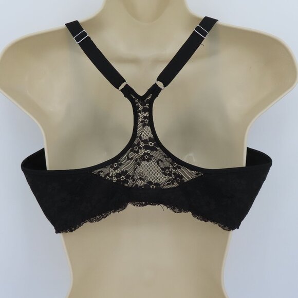 Maidenform 38D Bra 07112 One Fab Fit Everyday Full Coverage Racerback Black Lace - Picture 5 of 11